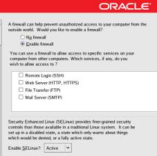 Oracle Enterprise Linux Install Screen - Firewall Settings
